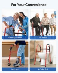 Used 350LB Rollator Walker Aluminum 4 Wheels Double Foldable Lightweight Walker