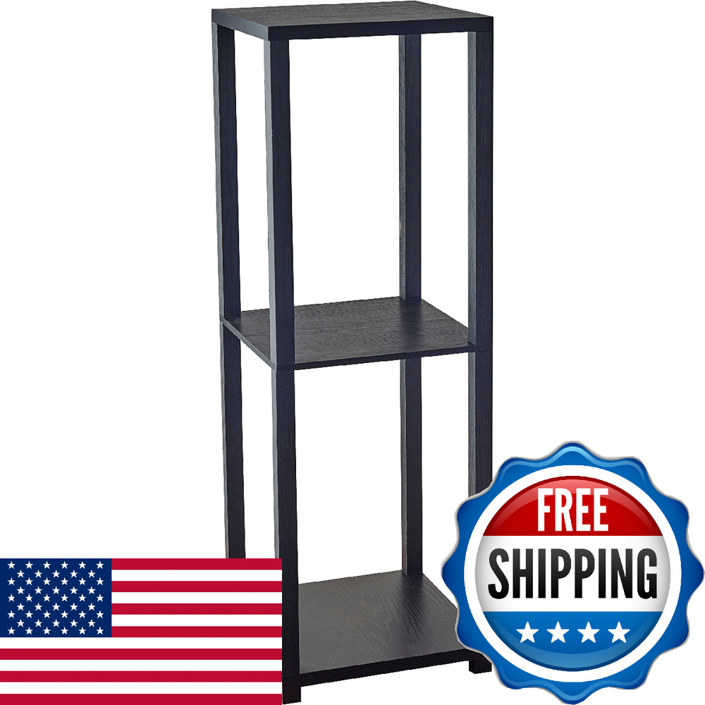 Adesso AR3511-01 Lawrence Black Tall Pedestal Table Storage Display Stand