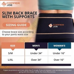 Adjustable Back Brace Lumbar Support Lower Back Pain Sciatica Belt Copper Joe