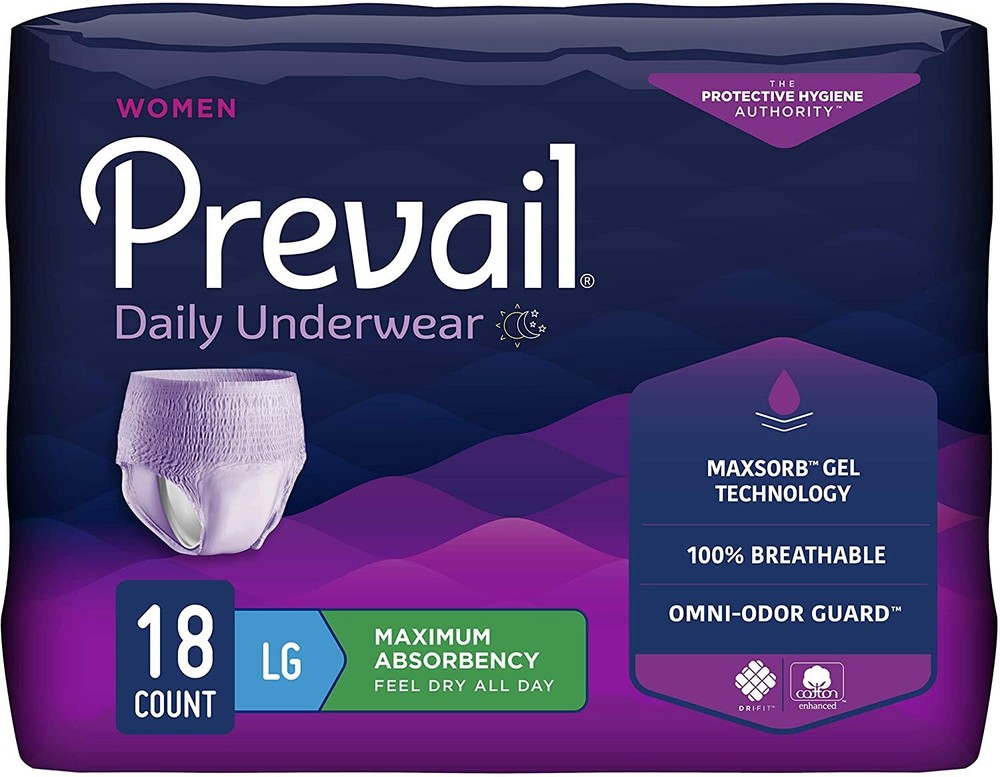 Prevail Classic Fit For Women, Large 38 – 50in Waist – Bag of 18