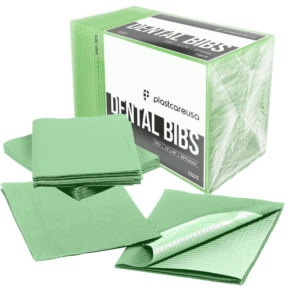 500 baberos dentales verdes desechables impermeables 13×18 tattoo medico mesa