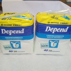 Vintage Depend Undergarments 40 Count Bag– Lot Of 2 Unopened Packs – Mid 1990s
