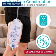 Vive Foley Catheter Leg Bag w/Easy-Tap 18″ Tube – Urinary Drainage Bag, 1000mL,
