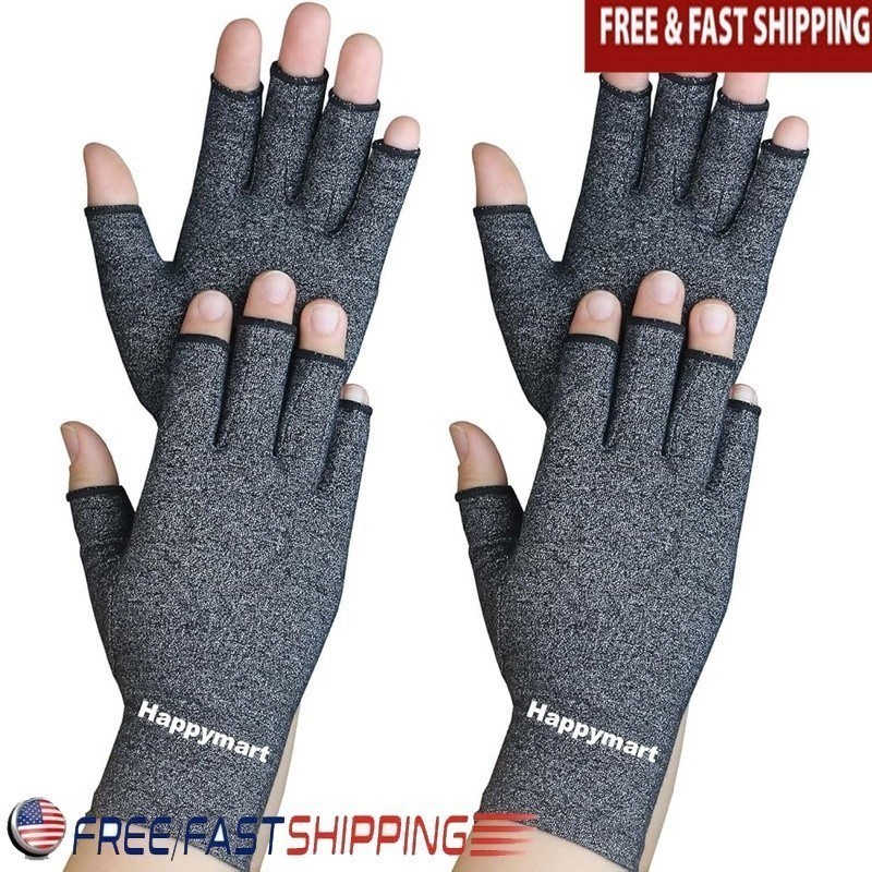 Arthritis Compression Gloves Open Finger Support Pain Relief Everyday Tasks New