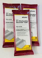 10 Stryker Sage 2% Chlorhexidine Gluconate Cloths #9705 – 10 pks of 2 each