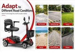 4 Wheel Mobility Scooter for Adults 350W Electric Travel Scooter 350 lbs Red