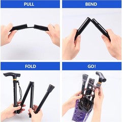 Folding Walking Cane Adjustable Height 5 Levels Portable Lightweight Mobility