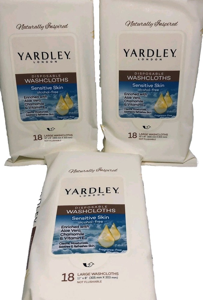 54 Washcloths Yardley London Disposable Washcloths (3×18) Aloe Vera Chamomile