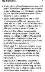 Shower Seat Folding Wall Mounted Bathroom Mobility Aid Chair Strong Fold Up Down