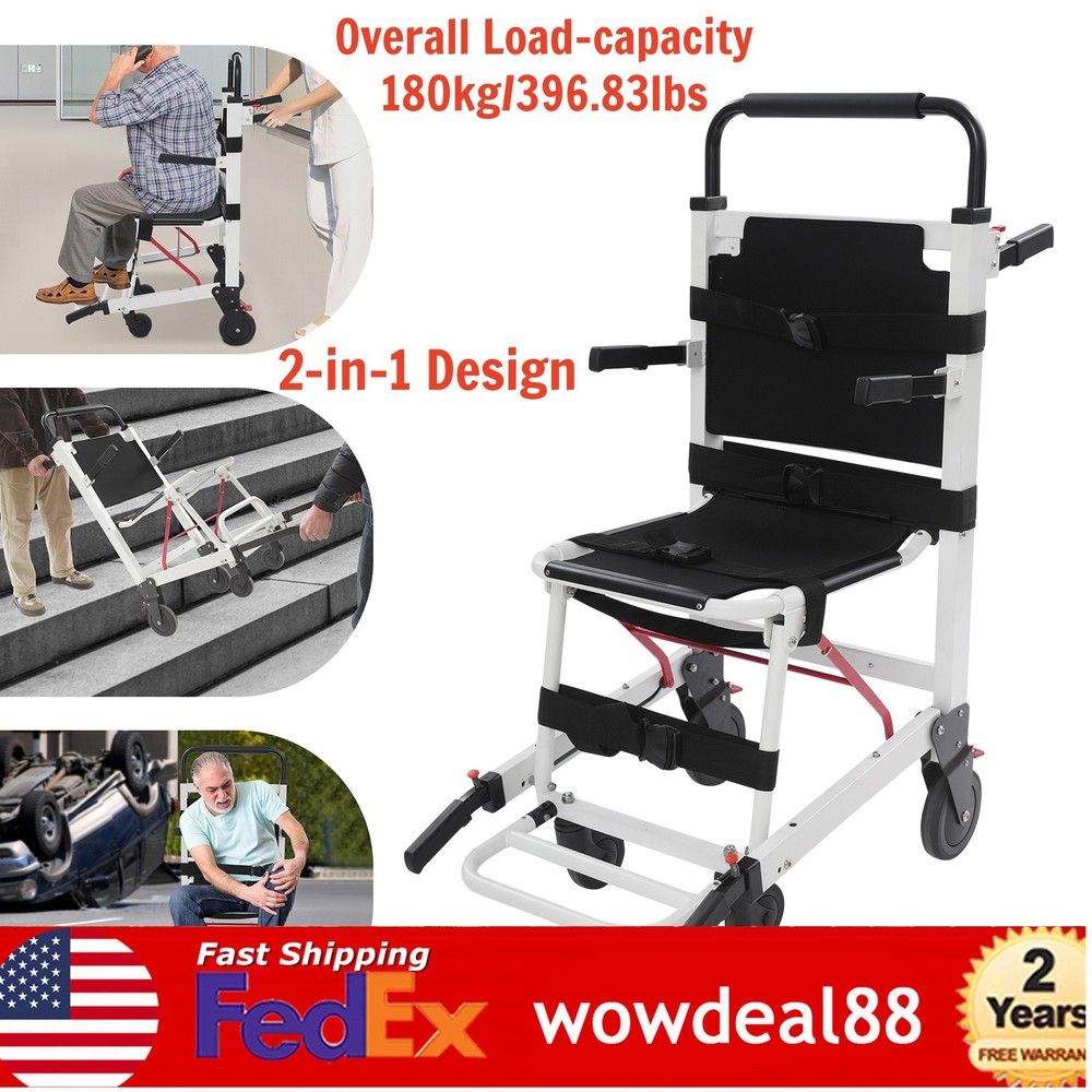 EMS Mobility Transport Chair w/6″ Wheels – No Assembly, 400lbs Aircraft Aluminum