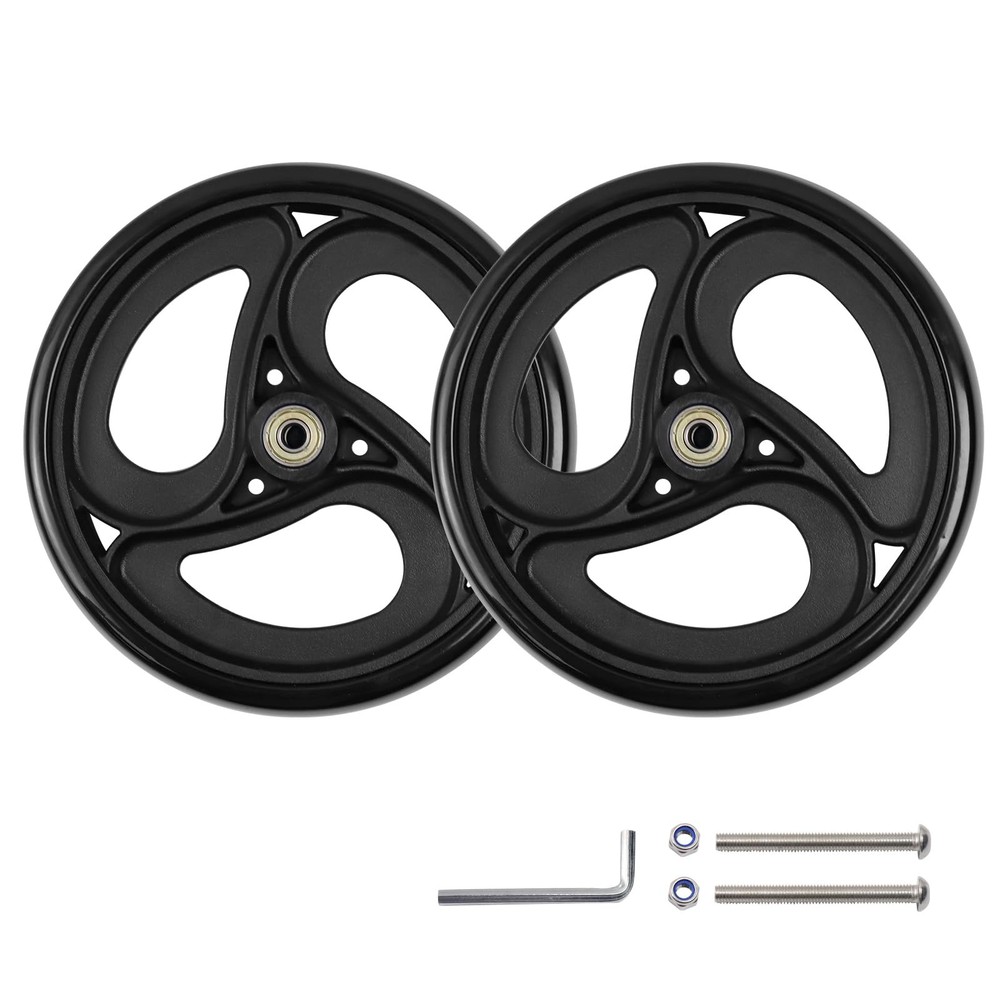 Wealrit 2 Pcs Solid 8 Inch Replacement Wheels for Wheelchairs, 8 Inch, Black