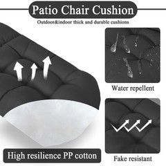 MQK Adirondack Chair Cushion, Thick Indoor/Outdoor Rocking 44x19in, Black