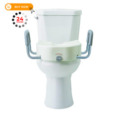 Medline 5″ Elongated Raised Locking Toilet Seat, 400 lb Capacity White