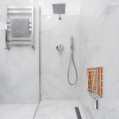 Folding Shower Seat & Chair Wall Mounted for Adults, Fold down Shower Bench & St