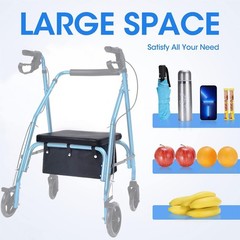 Large Under Seat Rollator Bag – Stylish Basket for Four Wheel Walkers (Black)