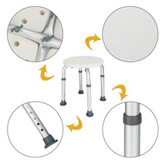 Non-slip Elder Bath Chair 7 Gear Height Adjustable Shower Chair Bench Stool Seat