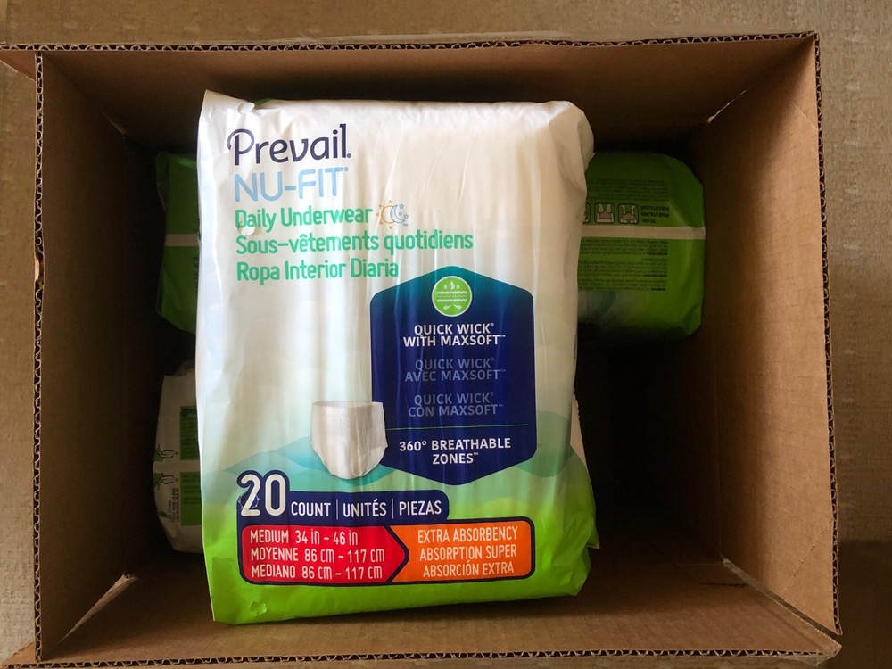 Prevail NU-FIT Daily Underwear Size Medium 4-Pack (20 Count Each)