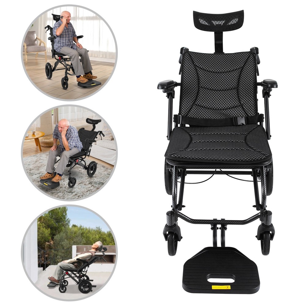 All-Terrain Reclining Wheelchairs Foldable Transport Wheelchair for Senior 130kg