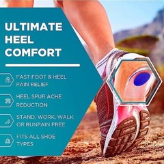 Silicone Gel Heel Cups Heel Lifts Support Pads for Men Women, 1 Pair