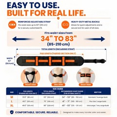 Gait Belt, Upgraded with Metal Buckle & Detachable Leg Straps, 7 Reinforced Hand