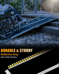 6FT Folding Wheelchair Ramp Aluminum Non-Slip 600lb Portable Threshold
