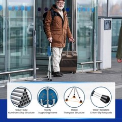 Lightweight Adjustable Foldable Cane Seat Adults Portable Chair & Walking Stick