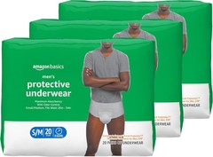 Amazon Basics Men’s Incontinence Underwear Adult Diapers Small Medium 60 Count