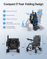 2X Battery 500W Carbon Fiber Electric Wheelchairs For All Terrain for Airline