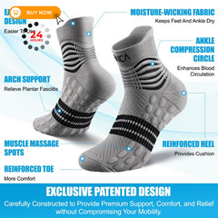 NEENCA Professional Compression Socks, Medical Athletic Large, gray carbon
