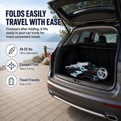 Lightweight Folding Alloy Wheelchair for Seniors Portable Mobility Aid Handbrake