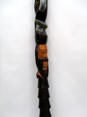 43″ Hand Carved Painted Wood Walking Stick Cane Warrior Wood Bearded Snake Man
