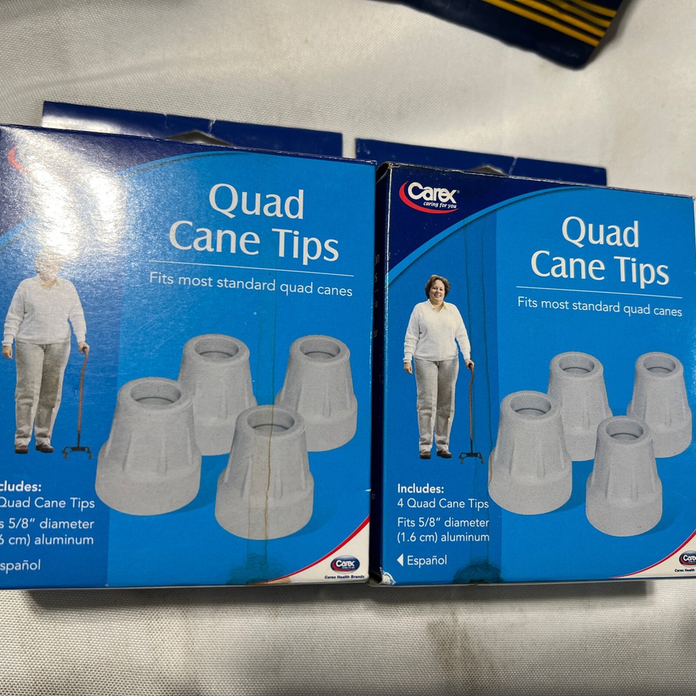 Carex Quad Cane Tips 5/8″ Metal Reinforced Grey 2 Pack 8 Tips