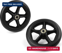 2 Pack 6 Inch Rubber Wheelchair Wheels Replacement for Walkers, Rollators, Wheel