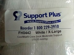 Support Plus CoolMax XL White Crew Sock Moderate Compression 3-Pack FH0442