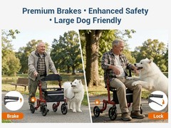 All Terrain Folding Rollator Walker for Seniors with Seat Lightweight Adjustable