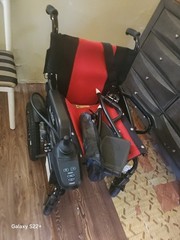 Culver Mobility Electric Foldable Power Wheelchair Red/Black Joystick Control