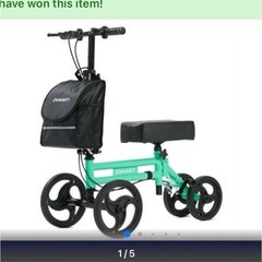 ZENART Steerable Foldable Knee Walker 4-Wheel Green Black Adult for Foot Surgery