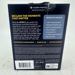 Audien Hearing ATOM X Rechargeable OTC Hearing Aids – OPEN BOX