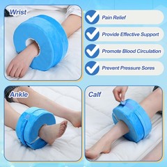 Soulchen 2 Pack Heel Protector for Pressure Sores Fleece Foot 3.9 Inch, Blue