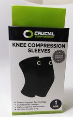 Crucial Compression Knee Compression Sleeves 1 Pair / Black / Size Small