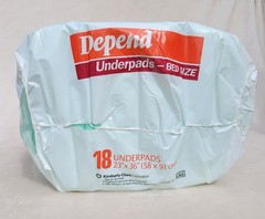 Vintage SEALED Depend Underpads Bed Size Adult 18 Pack 1990 Estate New