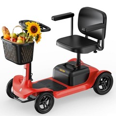 4-Wheel Mobility Scooter for Adults Seniors 25 Mile 6.2mph Electric Scooter Red