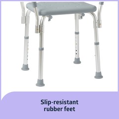 Medline Shower Chair with Arms & without Back Gray Aluminum 350 LB Capacity 1 Ct