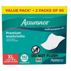 Assurance Premium Disposable Washcloths, XL (96 Count),Pop-Up