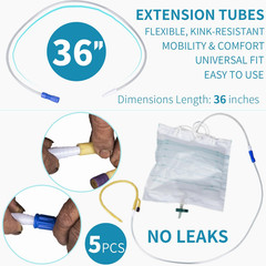 5 Pieces Urinary Drainage Bag Extension Tubing, 36″ Catheter Drain