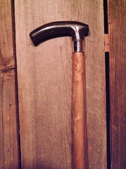 walking stick BLACK WATER BUFFALO handle for smaller sized hands MADE IN THE USA