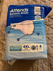 Attends Bariatric Incontinence Briefs Overnight 4XL Up to 106in 8ct Odor Ctrl