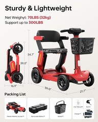 4 Wheel Folding Mobility Scooter Electric Power Wheelchairs 25miles Long Range
