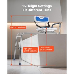 Uimoso Sliding Shower Chair with Swivel Seat & Backrest, 400lbs Capacity