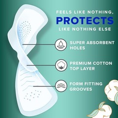 Always Pure Cotton FlexFoam Pads, Extra Heavy Overnight Absorbency, 54 Count
